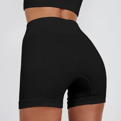 Vista 5 de Trajes de entrenamiento para mujer, 2 piezas, sin costuras, con un hombro, sexy, brasier de cintura alta, pantalones cortos de yoga para correr