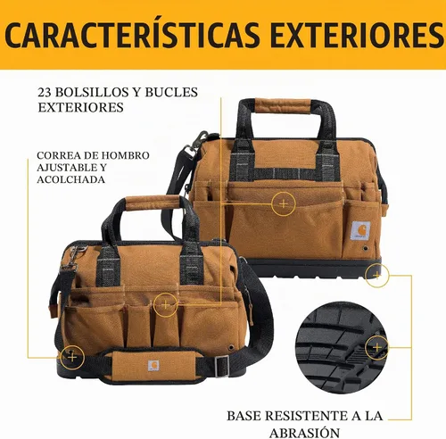 Vista 2 de Carhartt Onsite - Bolsa de herramientas, duradera, resistente al agua, bolsa de almacenamiento de herramientas, pesada con base moldeada, 16