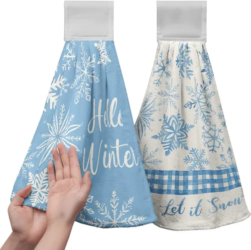 Vista 33 de Honey Bee - Juego de 2 toallas colgantes de cocina de verano con lunares y lazo para colgar, toallas de cocina de granja amarillas, suaves