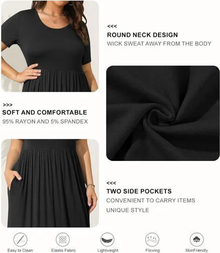 Vista 5 de Bishuige - Vestido largo de verano con bolsillos para mujer, tallas extragrandes de XL a 6X