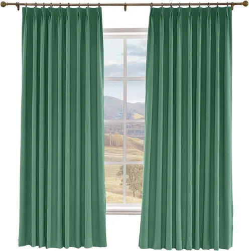 Vista 15 de Macochico Cortinas opacas de lino sintético de 52 pulgadas de ancho x 63 pulgadas de largo, panel de cortinas plisadas para dormitorio, aulas
