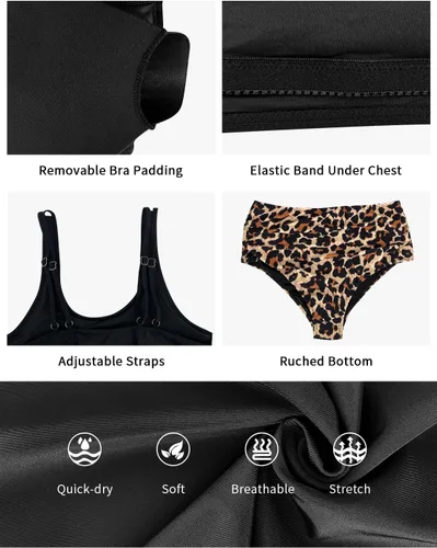 Vista 6 de SuperPrity trajes de baño de dos piezas para mujer, prenda superior con volantes, prenda inferior con cintura alta