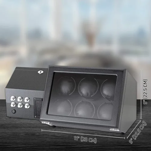 Vista 7 de Bobinador de reloj para 6 relojes automáticos con opción de parada del motor y compartimento de batería