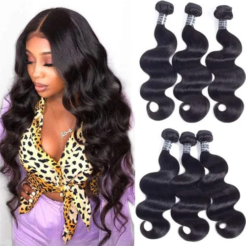 Vista 29 de Amella 3 paquetes de 3 mechones de cabello virgen brasileño ondulado (8, 10, 12 pulgadas), negro natural) 8A, 100% sin procesar, cabello humano