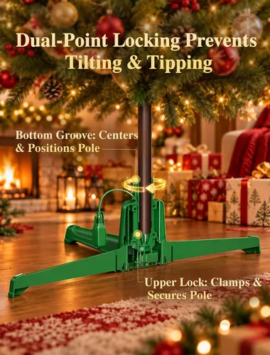 Vista 3 de HOPOCO Soporte giratorio para árbol de Navidad con control remoto Verde Oscuro