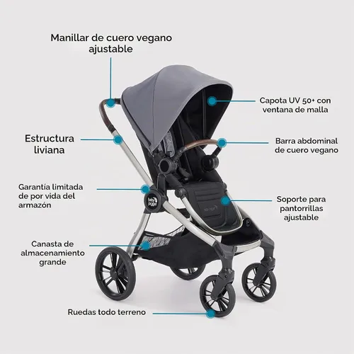 Vista 6 de Baby Jogger® City Sights® - Cochecito convertible con plegable compacto pizarra oscura
