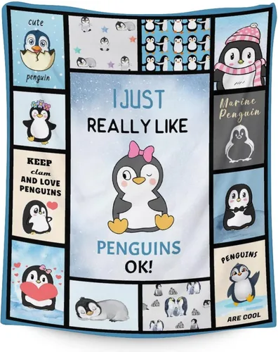 Vista 12 de Manta de pingüino para regalar – Manta de 30 x 40 pulgadas para adultos y niños, mantas negras de felpa suave para sofá, oficina