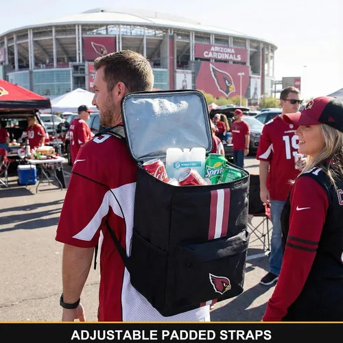 Vista 6 de Mochila hielera – Hielera portátil de lados suaves – Bolsa aislada con capacidad para 36 latas – Equipo de fútbol americano – Muestra tu espíritu