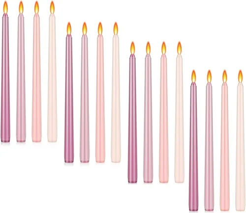 Vista 15 de MTLEE - Juego de 16 velas cónicas de 10 pulgadas de largo, sin humo, sin perfume, cera de parafina con mecha de algodón para bodas, aniversarios