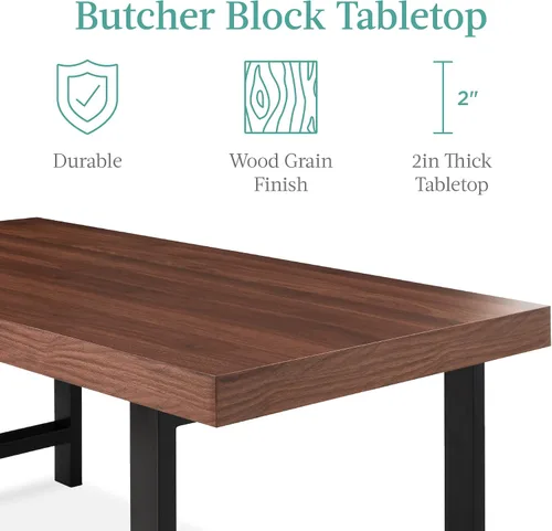 Vista 3 de Best Choice Products Mesa de centro moderna de 44 pulgadas, mesa de centro grande con parte superior de carnicero, mesa de centro rectangular