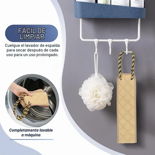 Vista 6 de Exfoliante de espalda con asas, toalla exfoliante de espalda de doble cara de 38.5 pulgadas, toalla exfoliante corporal, paño exfoliante herramienta