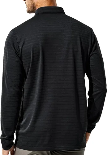 Vista 6 de MIER Men's Quick Dry Polo Shirts Long Sleeve Polyester Casual Golf Shirts Soft Collared Shirts
