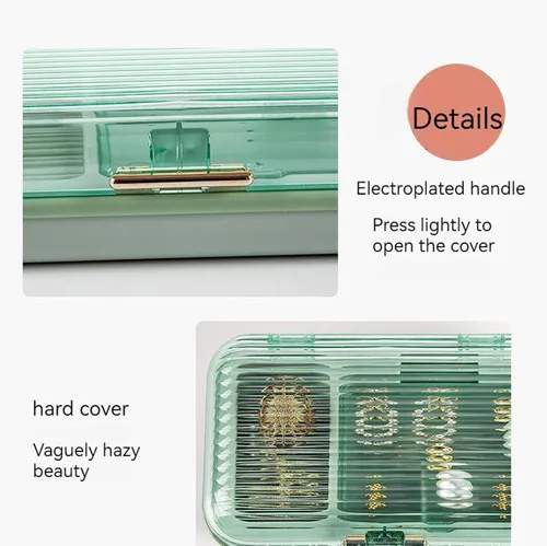 Vista 9 de Omeily Joyero de viaje transparente, organizador de viaje, joyero, organizador de viaje, caja de joyería pequeña para mujer, estuche de viaje