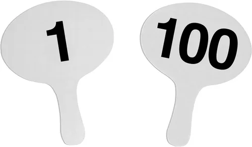 Vista 12 de 1-40, 0.079 in Cartonplast, Better Bidders Oval Shape Auction Paddle Set, 1-Piece White Plastic Fans (1-40) Q=40, (línea "BasicPRO")