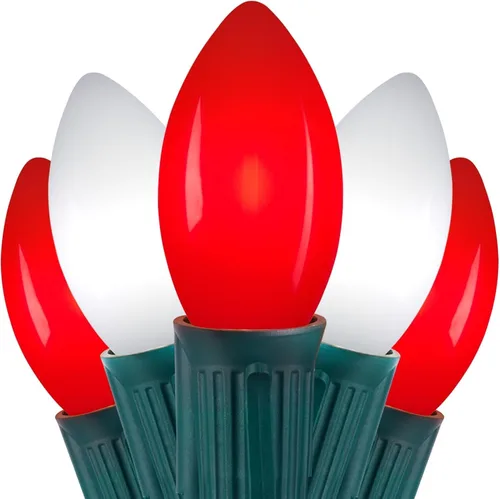 Vista 12 de Luces LED de Navidad vintage C9 para exteriores, cadena de 50 pies con 25 bombillas inastillables, impermeables, conectables, luces de árbol