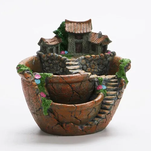 Vista 5 de Maceta creativa para plantas suculentas, maceta con cesta de flores de casa dulce, maceta para decoración de jardín