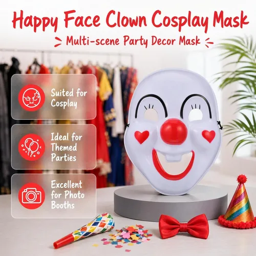 Vista 4 de Homoyoyo 2 máscaras de payaso de Halloween de plástico para mascarada
