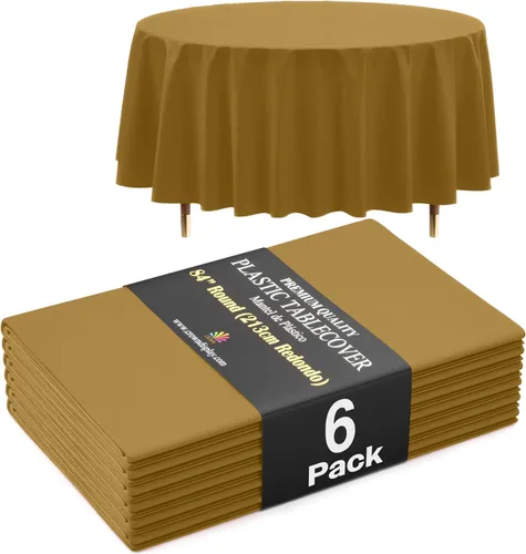 Vista 58 de Exquisite 66% Thicker Premium Aqua Round Tablecloth 0.5 Mil 6 Pack Plastic Table Cloth Disposable 84 Inch Round Plastic Tablecloth Won't Tear Easily