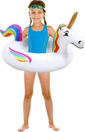 Vista 10 de GoFloats Flotador de piscina de unicornio para fiesta, balsas inflables, adultos y niños