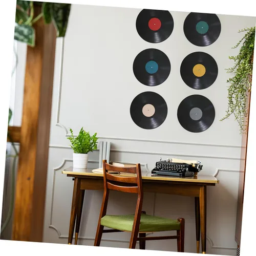 Vista 4 de 16 calcomanías de pared de disco de vinilo retro para dormitorio, decoración de sala de estar, calcomanías de pared para discoteca retro fiestas