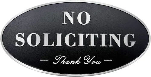 Vista 7 de Placa autoadhesiva de aluminio con texto en inglés "No Soliciting Thank You", color negro y dorado, 5.5 x 2.7 pulgadas
