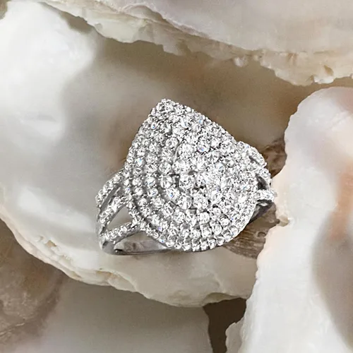 Vista 4 de Ross-Simons 1.00 ct. t.w. Diamond Pear-Shaped Ring in Sterling Silver