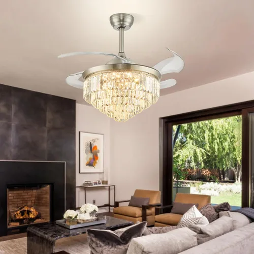 Vista 6 de Ventilador de techo plateado de 42 pulgadas y luz LED regulable 42" 6009 Níquel