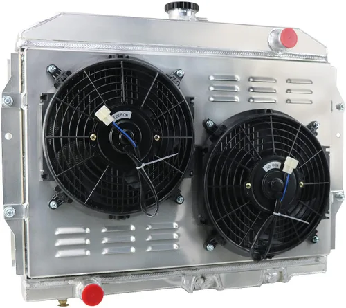 Vista 2 de Radiador de 3 filas compatible con AMC Rambler/Javelin AMX/SST/DPL V8 1959 1960 1965 1967 1969 1970 1972 Radiador de aluminio+ ventilador