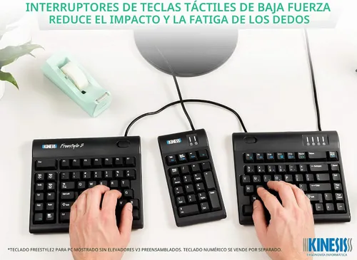 Vista 7 de KINESIS Freestyle2 - Teclado ergonómico USB-C con elevadores VIP3 para PC (separación de 9 pulgadas) (KB820PB-US)