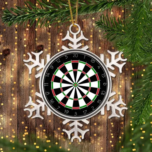 Vista 3 de Adorno de copo de nieve de peltre personalizado para decoración de árbol de Navidad
