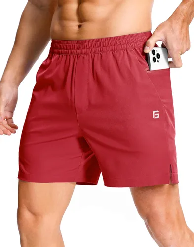 Vista 55 de GGJ Pantalones cortos deportivos ligeros para hombre con 2 bolsillos con cremallera de 7/5/9 pulgadas, pantalones cortos de tenis de secado rápido