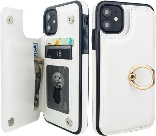 Vista 12 de ONETOP Funda tipo cartera para iPhone 11 con tarjetero de crédito, color Negro