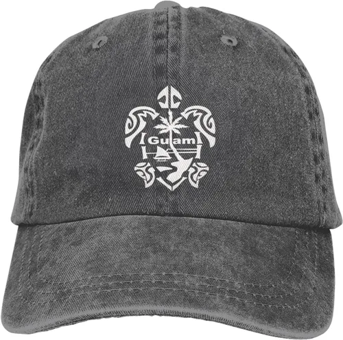 Vista 5 de Guam - Gorra de béisbol de algodón lavado con diseño de tortuga, color negro, unisex, ajustable Rojo