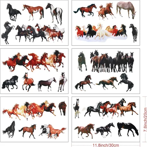 Vista 7 de 30 calcomanías de pared de caballo salvaje, calcomanías de pared para decoración, 11.8 x 7.8 pulgadas