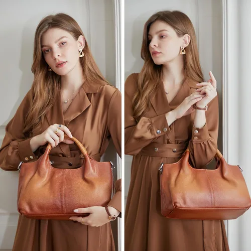 Vista 2 de Iswee Bolsos de hombro de cuero genuino, bolsos y bolsos para mujer, bolso de mano de diseñador cruzado de tamaño mediano