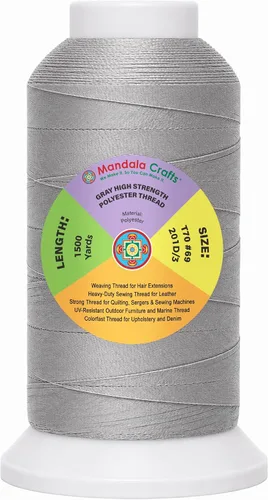Vista 46 de Mandala Crafts Airforce Blue Tex 70 - Hilo de poliéster para tapicería 1500 Yds T70 UV Resistant Strong Thread for Leather Sewing, Marine