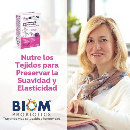 Vista 7 de Supositorio de Lactobacillus VagiBiom: régimen de equilibrio de la flora del microbioma y control del olor; Equilibra y nutre la flora saludable
