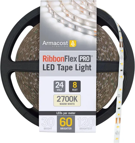 Vista 44 de Armacost Lighting RibbonFlex Pro 136230 - Tira de luces LED blancas de 24 V, 120 LED/m, 2700K, 16.4 pies