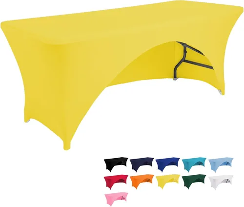 Vista 15 de Jeloris Mantel rectangular de elastano con parte trasera abierta (4 pies, verde) ajustado, lavable, sin arrugas, elástico y elástico para mesa