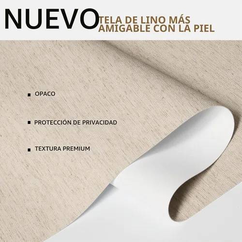 Vista 2 de Persilux Persianas Enrollables Opacas para Ventanas, Sin Cordón, Tela de Lino, Persianas Enrollables, Tela con Aislamiento Térmico Protección UV