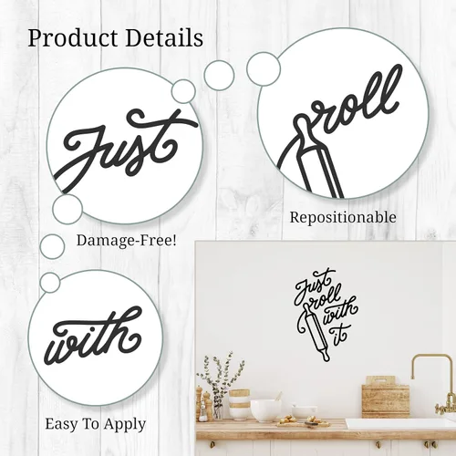 Vista 3 de Decalcomania - Calcomanías de pared con cita de cocina, calcomanías de pared con cita para hornear, calcomanías extraíbles para despegar y pegar