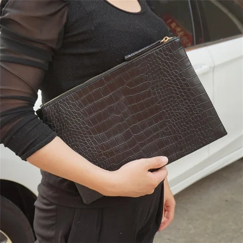 Vista 2 de NIGEDU - Bolso de piel sintética para mujer grano de cocodrilo