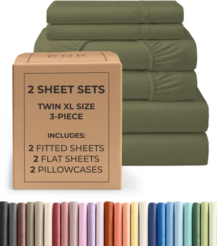 Vista 284 de Pack of 2, Twin Size 3 Piece Sheet Set - Breathable & Cooling - White