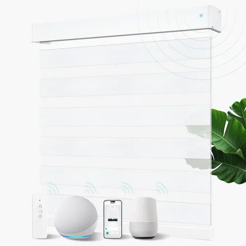 Vista 11 de MING CHEN Persianas motorizadas con control remoto, motor recargable integrado, persianas eléctricas automáticas de cebra compatibles con Alexa