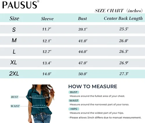 Vista 5 de Pausus Camisas de gasa con botones para mujer, con bolsillo, manga corta, blusas de oficina, cuello en V, casuales, para negocios, camisas ajustadas