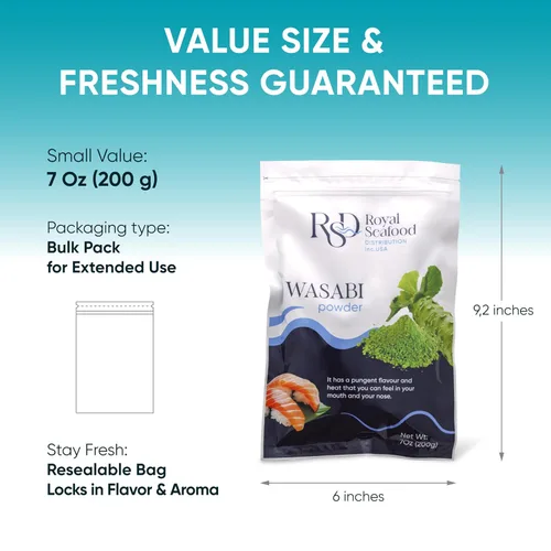 Vista 2 de RSD – Polvo de Wasabi Premium 200g (7 oz) – Polvo de Raíz de Rábano Picante Japonés Real para Sushi, Sashimi y Sumergir - Polvo de Wasabi Orgánico