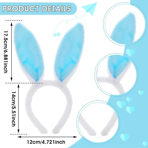 Vista 3 de Sibba Diadema de orejas de conejo, 1 pieza, accesorio de oreja de conejo, para Pascua, Halloween, cosplay, fiesta, Navidad, bandas para el cabello