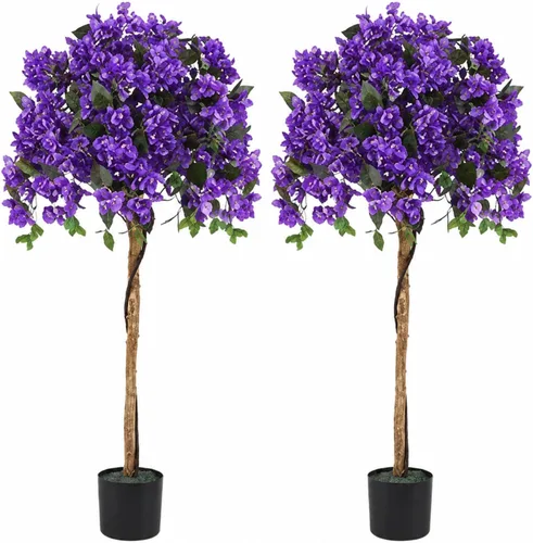 Vista 12 de Árbol artificial de buganvilla de 4.5 pies, planta falsa alta para decoración de interiores y exteriores