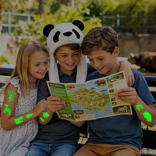Vista 6 de Partywind 380 estilos (30 hojas) tatuajes luminosos para niños, estilos mixtos, calcomanías temporales con sirena/dinosaurio/espacio exterior/pirata
