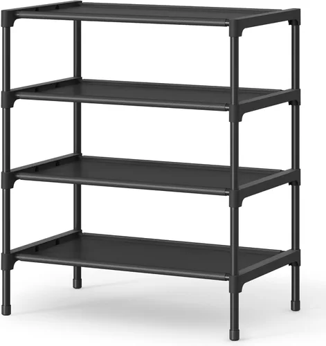 Vista 9 de SONGMICS Zapatero de 10 niveles, organizador de almacenamiento de zapatos, ahorro de espacio, 11 x 32.7 x 62.6 pulgadas, para entrada, estructura